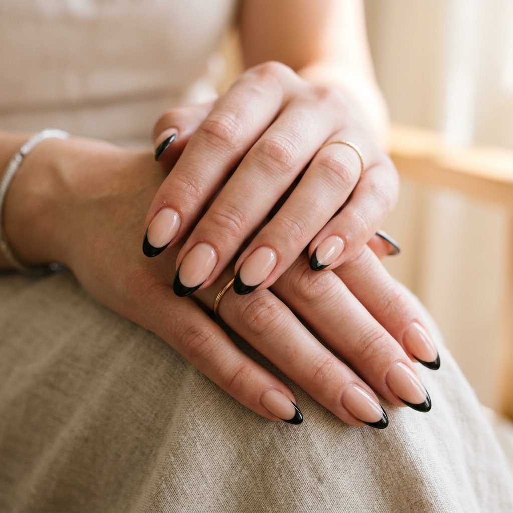 30 Black French Tip Nails 2026: The Coolest Way to Wear French Tips 20 Curved Black Tip Nails Ideas