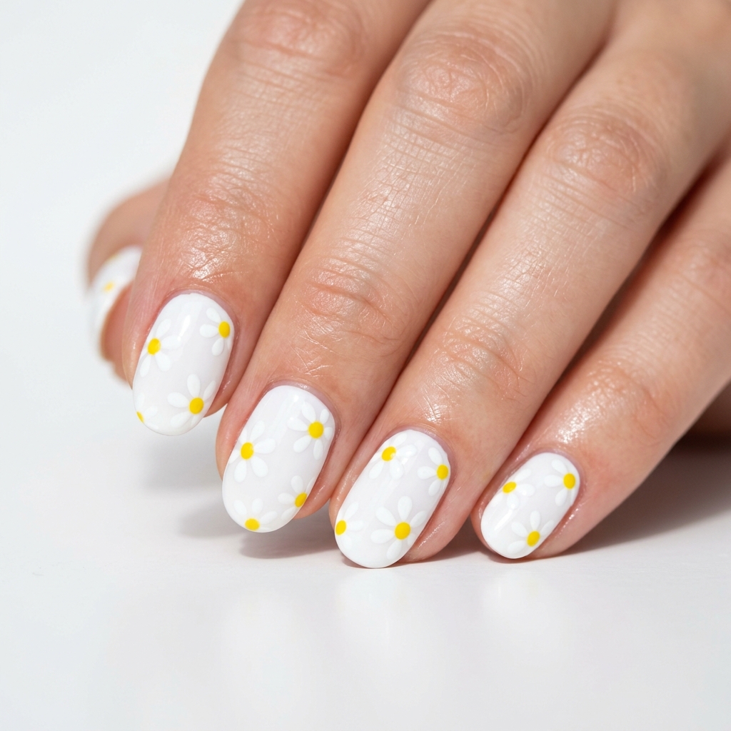 Flower Nails: 30 Stunning Floral Ideas to Inspire Your Next Manicure 3 Daisy Flower Nails Ideas