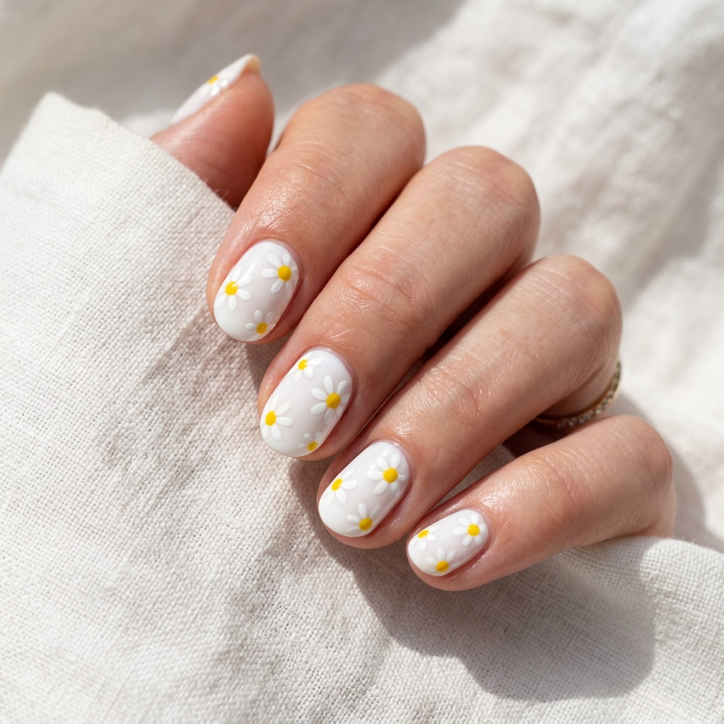 Simple Daisy Summer Nail Ideas