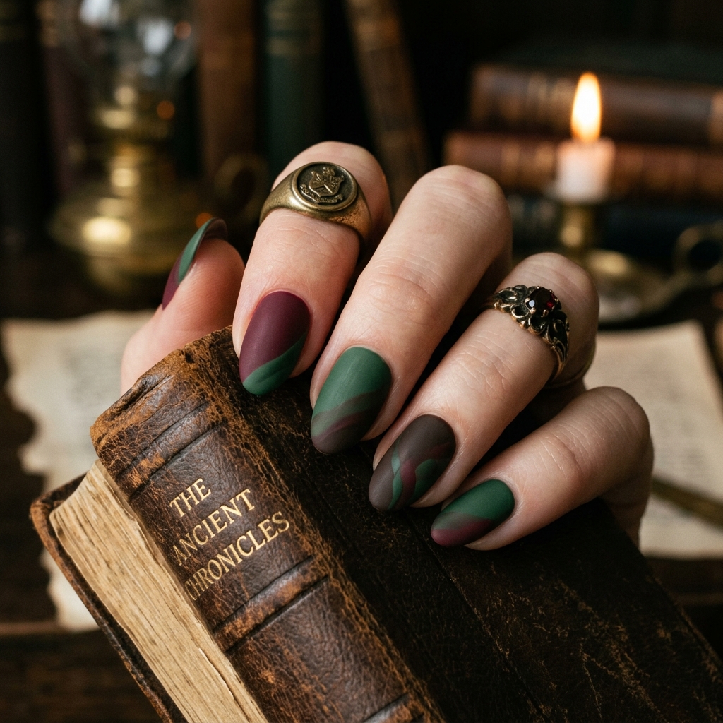30 November Nails Inspo: Thanksgiving Ready Manicures You'll Love 10 Dark Academia Nails Ideas