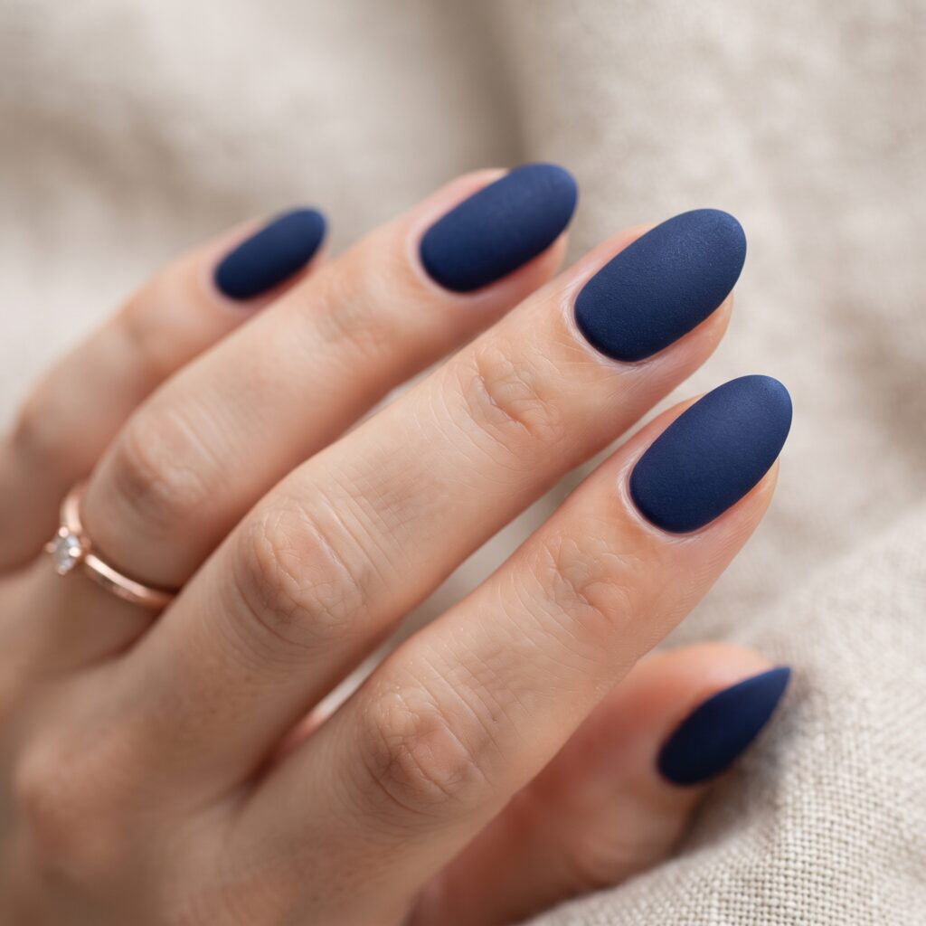Dark Blue Nails Ideas: 30 Stunning Looks to Inspire Your Next Manicure 11 Matte Dark Blue Nails Idea