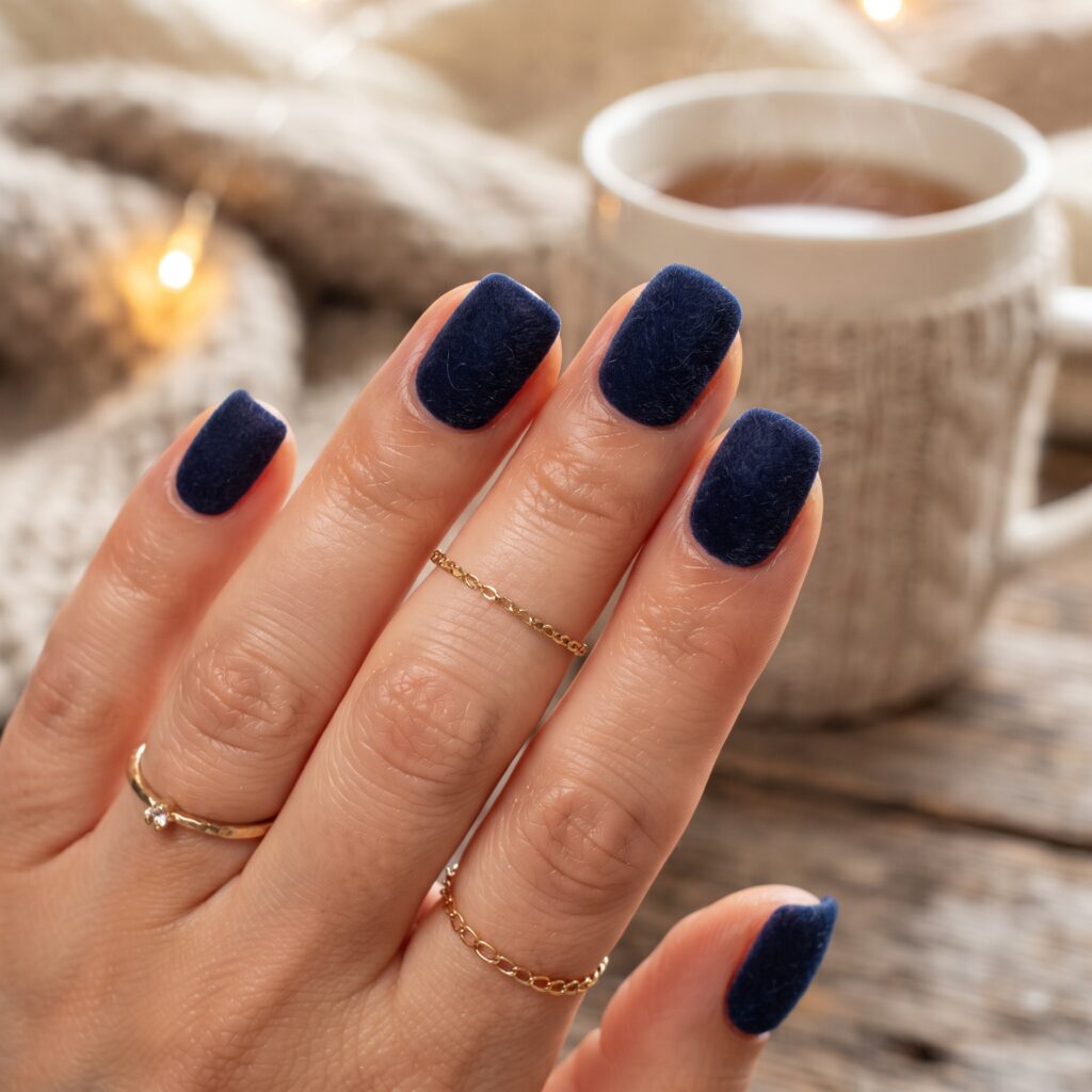 Dark Blue Nails Ideas: 30 Stunning Looks to Inspire Your Next Manicure 19 Dark Blue Velvet Nails Idea