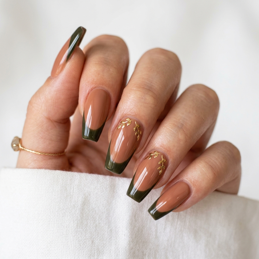 Dark Green French Tip Nails: 30 Stunning Ideas for Your Next Manicure 28 Dark Green French Tip Nails for Fall Ideas