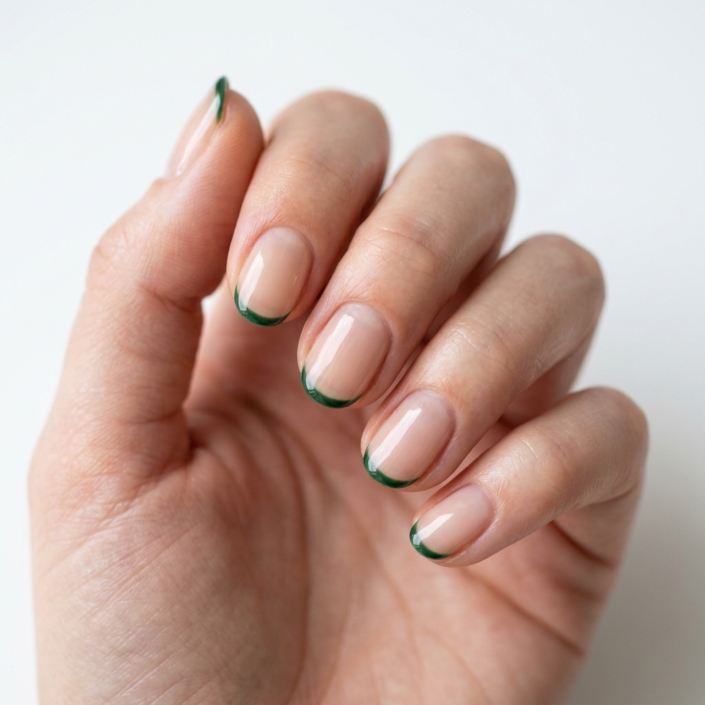 Dark Green French Tip Nails: 30 Stunning Ideas for Your Next Manicure 25 Minimalist Dark Green French Tip Nails Ideas