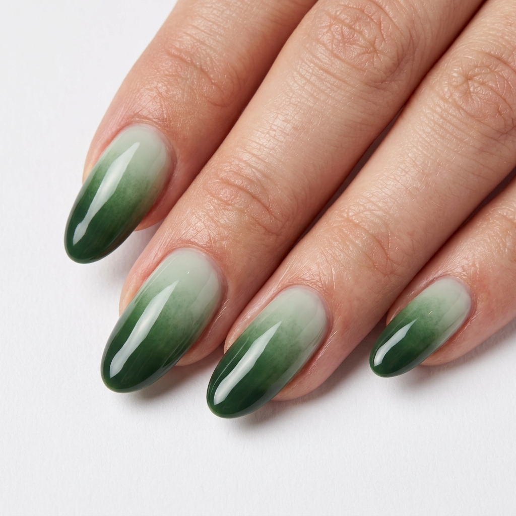 Dark Green French Tip Nails: 30 Stunning Ideas for Your Next Manicure 12 Ombre Dark Green French Tip Nails Ideas