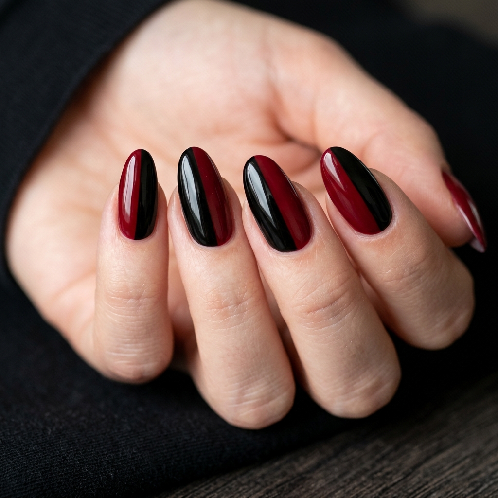 From Wine to Wine to Burgundy: 30 Dark Red Nails Ideas for Every Vibe 26 Dark red black nails design 202607122020
