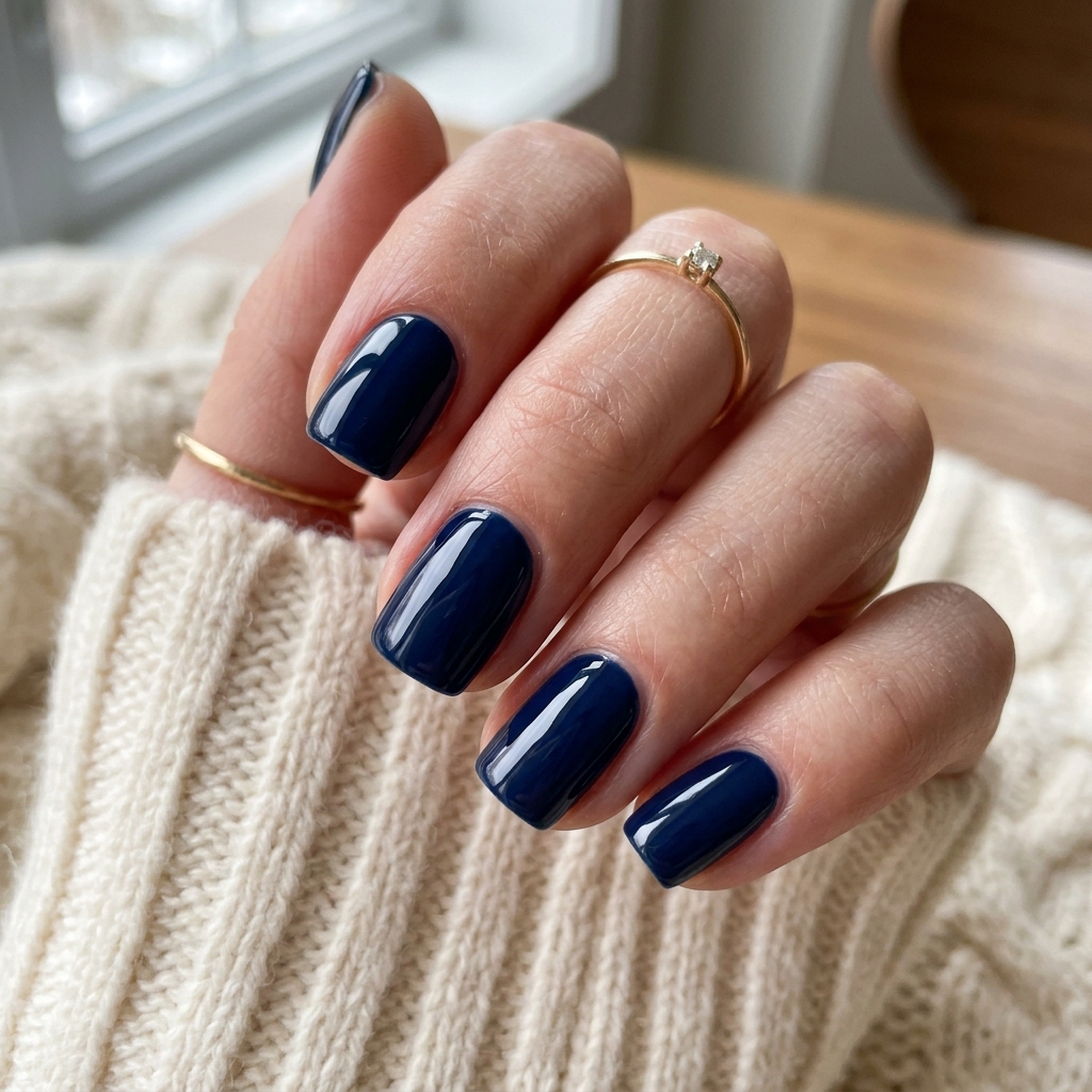 January Nails Ideas: 30 Fresh and Frosty Ways to Start the Year 4 Deep Navy January Nails Idea