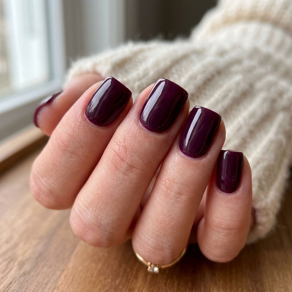 January Nails Ideas: 30 Fresh and Frosty Ways to Start the Year 13 Deep Plum January Nails Idea