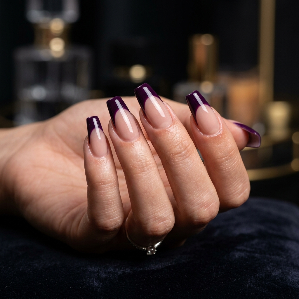 30 Purple French Tip Nails Ideas You'll Want to Save Now 3 Deep Purple French Tip Nails Ideas