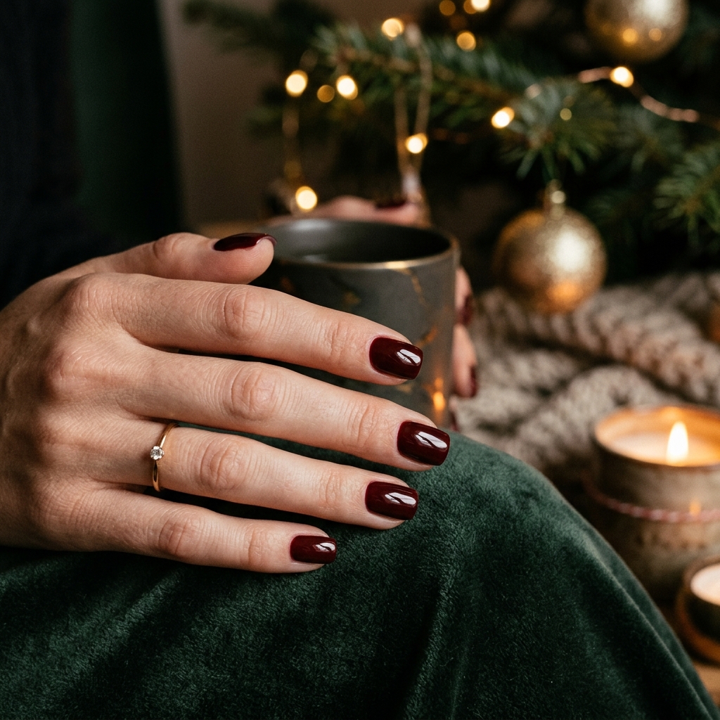 Deep Red Christmas Nails Ideas