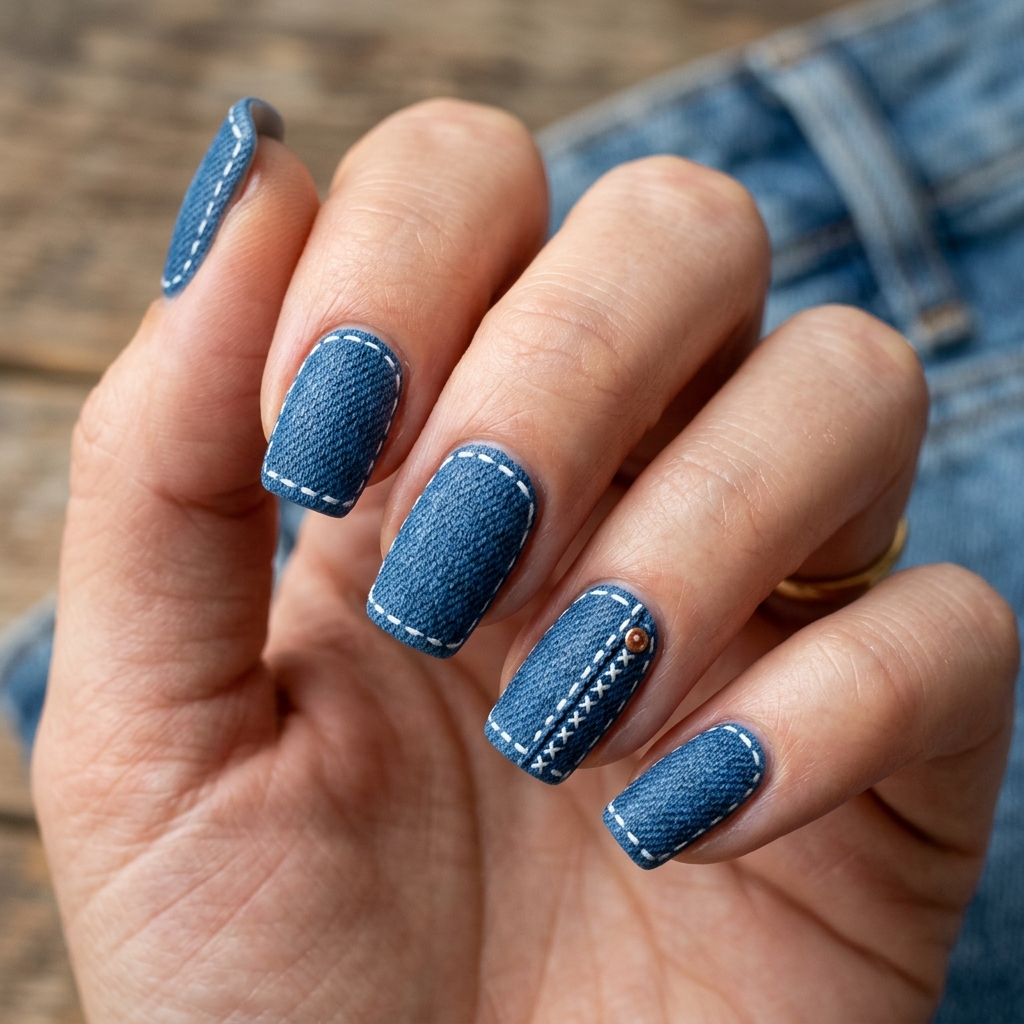 Light Blue Nails 30: Shades, Designs & Inspo for Every Style 12 Denim Blue Nails Ideas