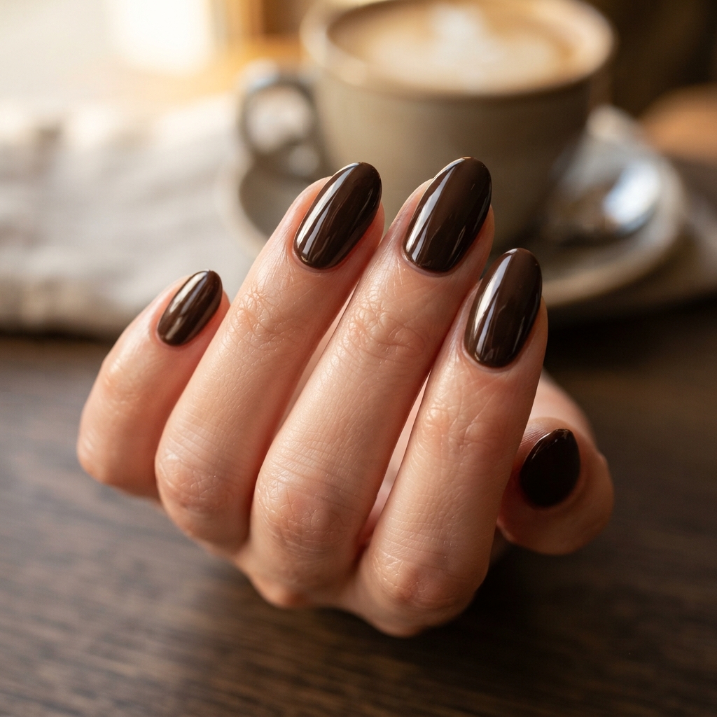 30 Winter Gel Nails Ideas You'll Want to Save 27 Espresso Brown Gel Nails Idea