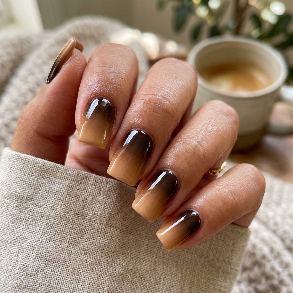 30 November Nails Inspo: Thanksgiving Ready Manicures You'll Love 8 Espresso Brown Ombre Nails Ideas