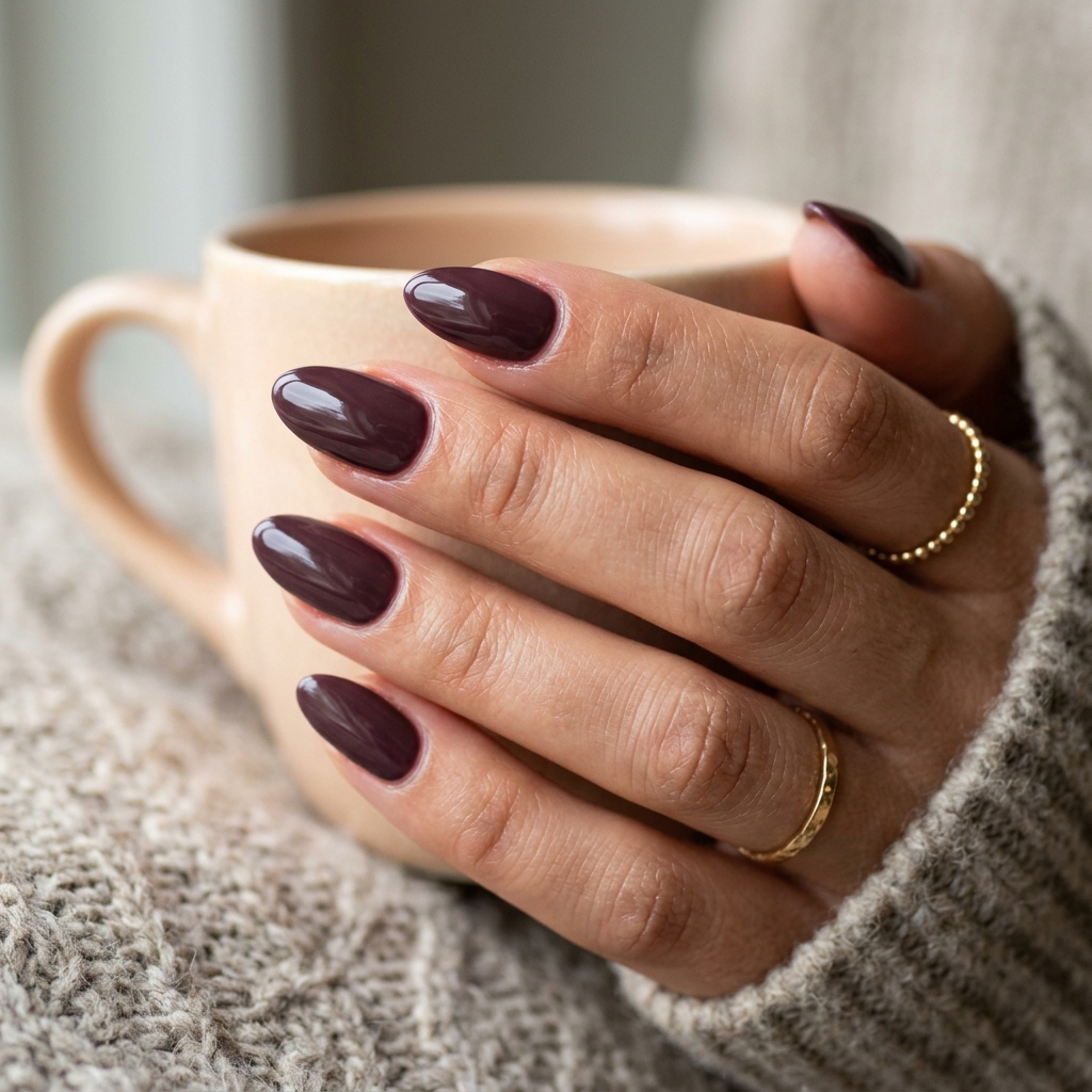Fig purple nails glossy finish 202607121855