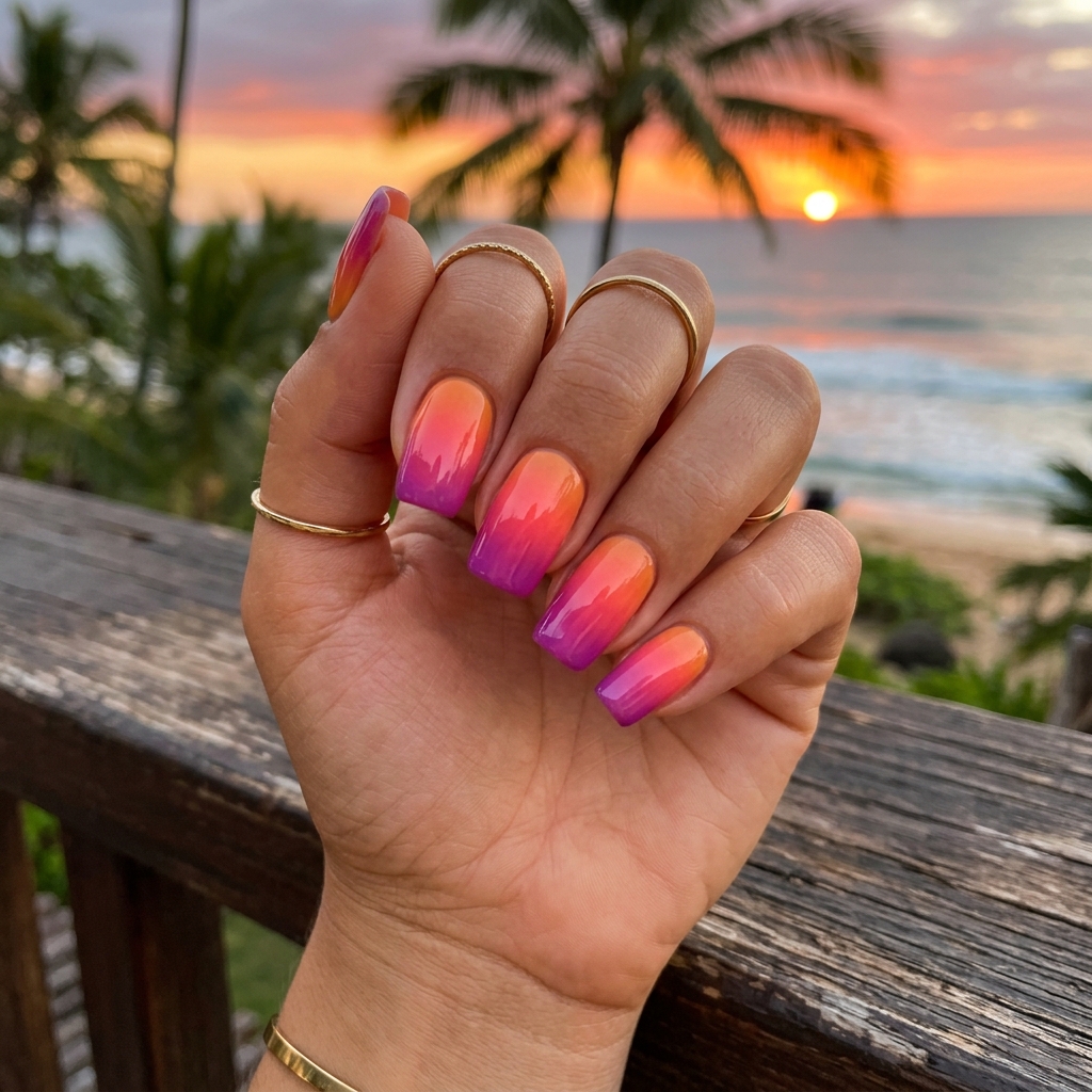 Bright Summer Nails Ideas: 30 Fun Looks to Inspire Your Next Manicure 4 Tropical Sunset Nail Ideas