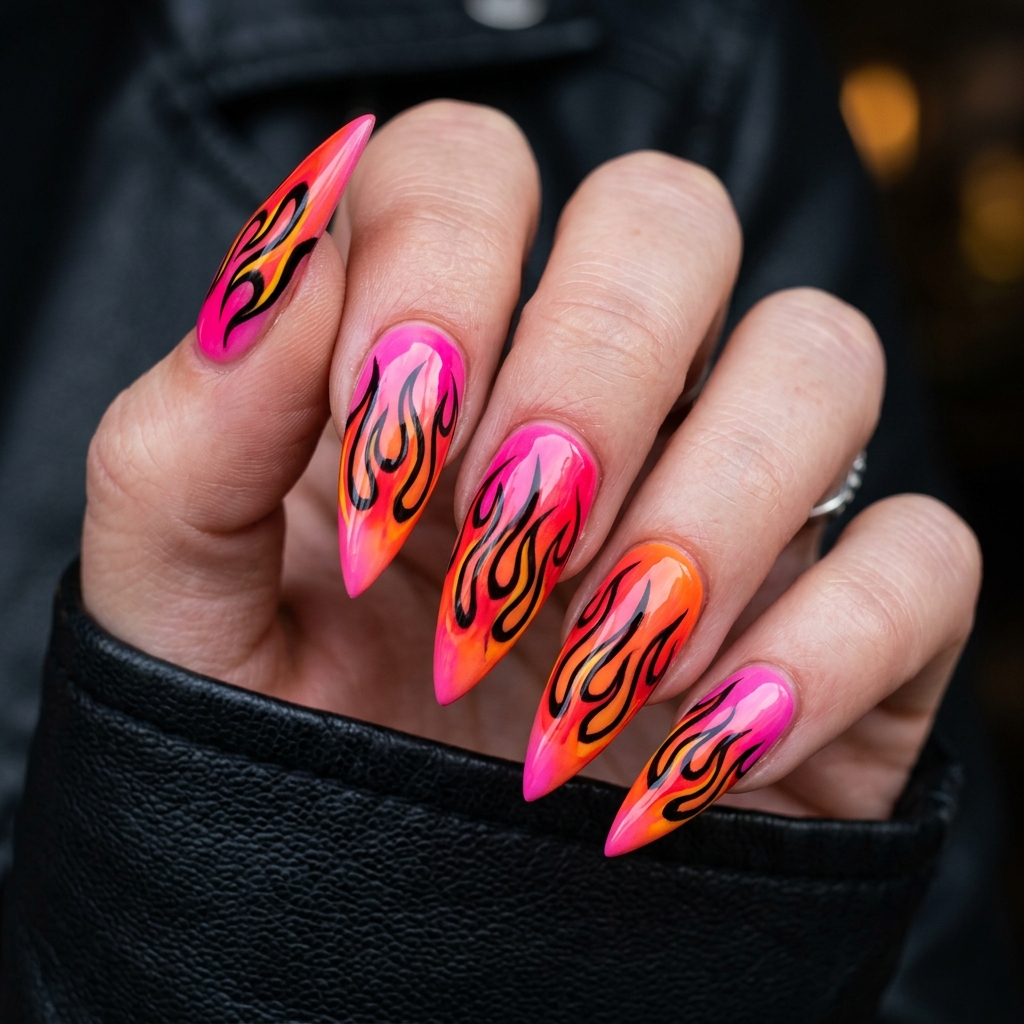 30 Pink and Orange Nails Ideas 23 Flame Inspired Nail Ideas
