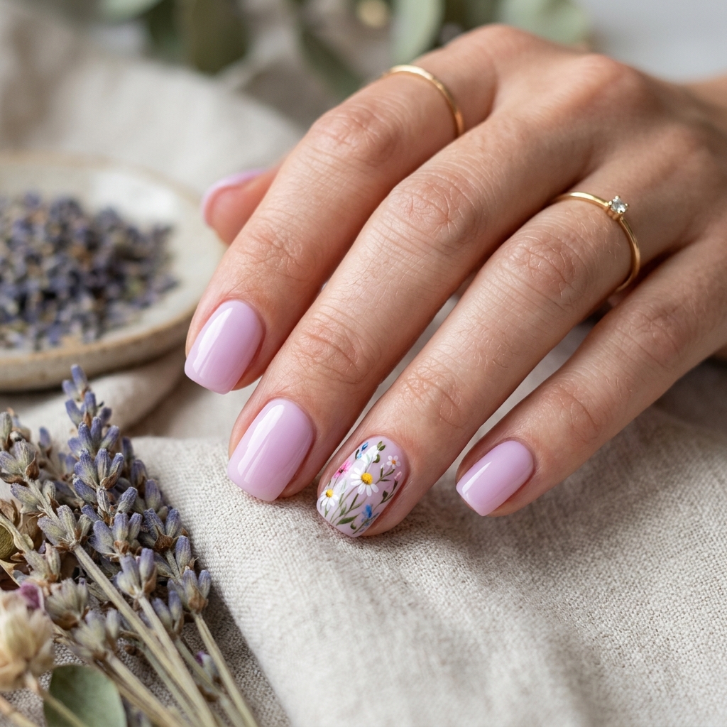 Floral Short Gel Nail Ideas