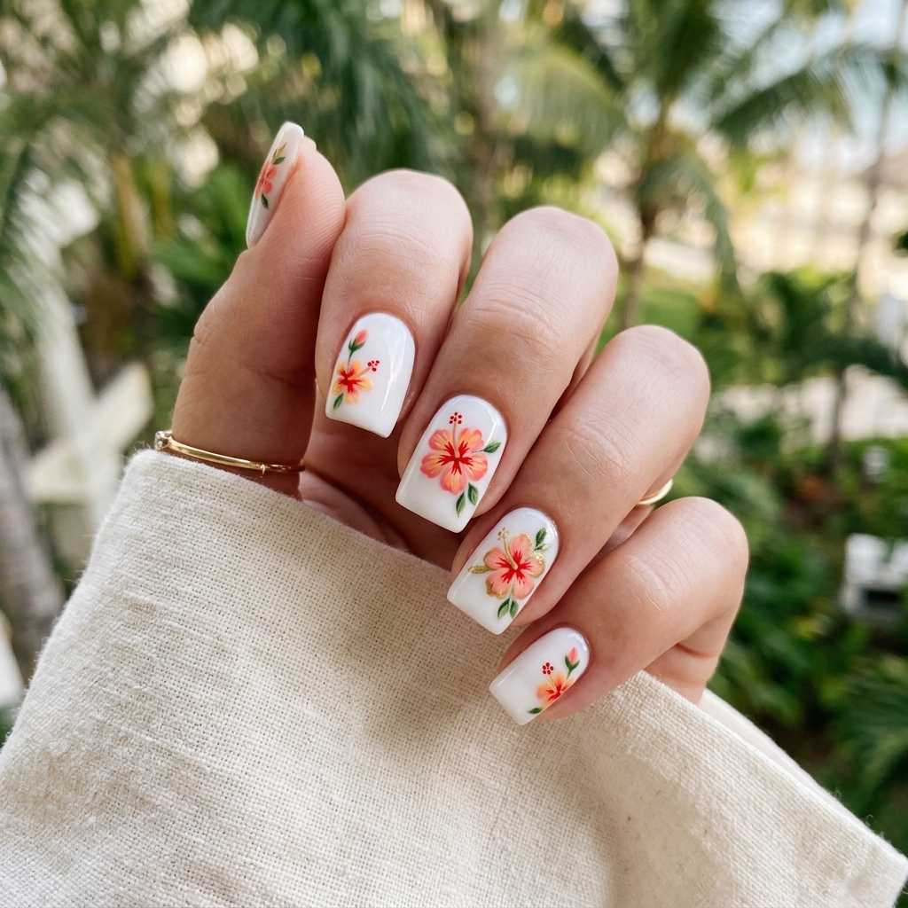 Vacation Nails Ideas: 30 Fun and Breezy Ways to Style Your Manicure 17 Floral Vacation Nails Idea
