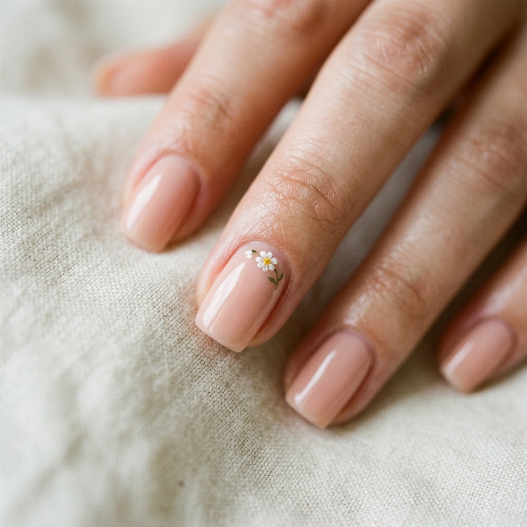 Tiny Flower Accent nail Idea