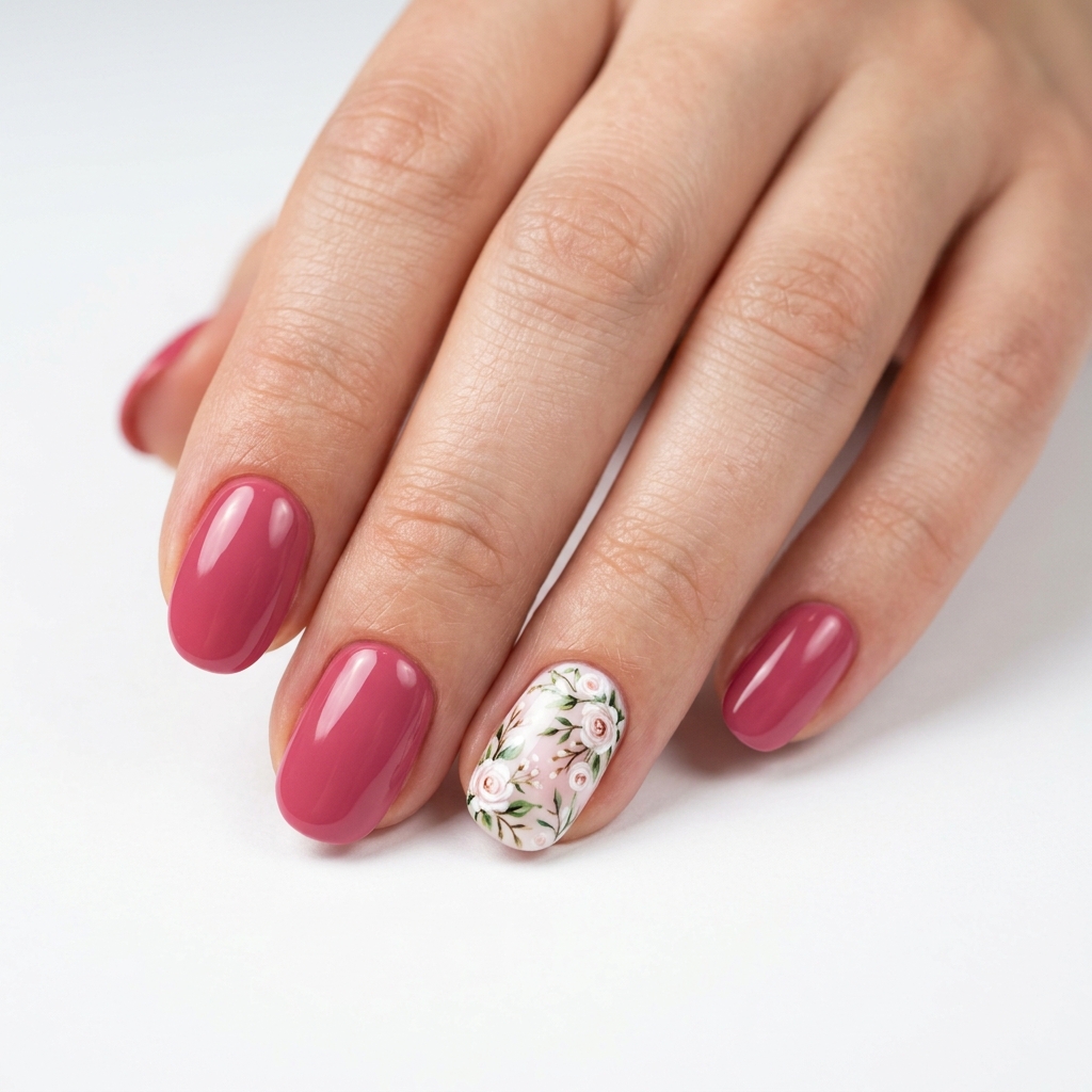 Flower Nails: 30 Stunning Floral Ideas to Inspire Your Next Manicure 24 Flower Nails Accent Nail Ideas