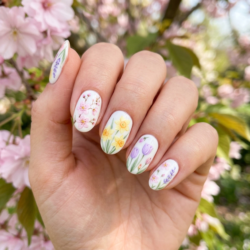 Flower Nails: 30 Stunning Floral Ideas to Inspire Your Next Manicure 28 Flower Nails for Spring Ideas