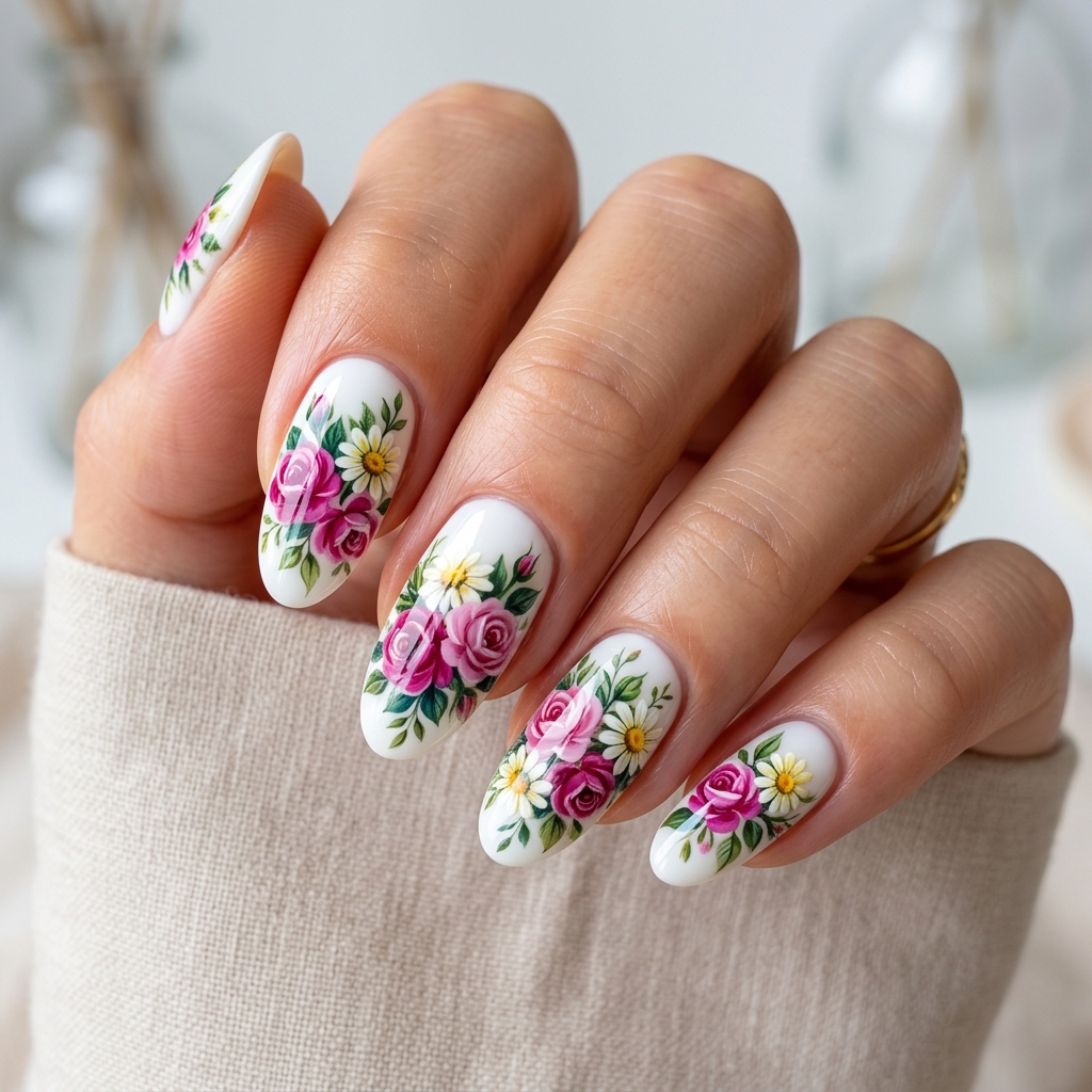 Flower Nails: 30 Stunning Floral Ideas to Inspire Your Next Manicure 31 Flower Nails Gel Polish Ideas