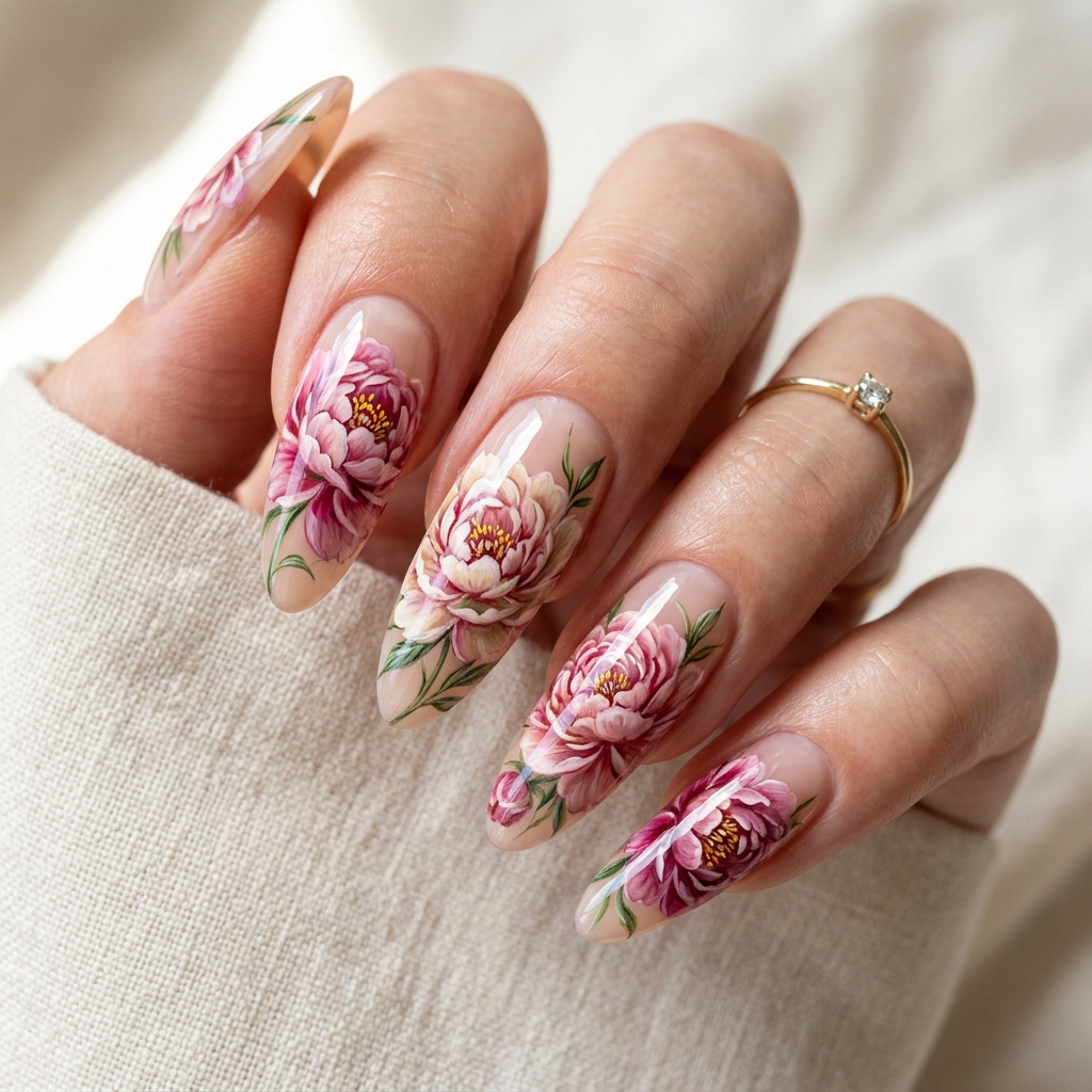 Flower Nails: 30 Stunning Floral Ideas to Inspire Your Next Manicure 15 Flower Nails on Long Nails Ideas