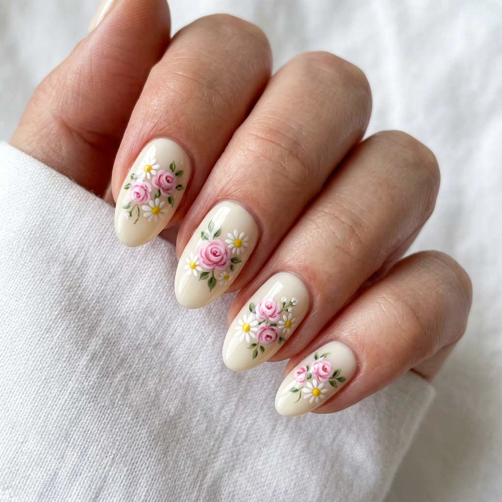 Flower Nails: 30 Stunning Floral Ideas to Inspire Your Next Manicure 14 Flower Nails on Short Nails Ideas