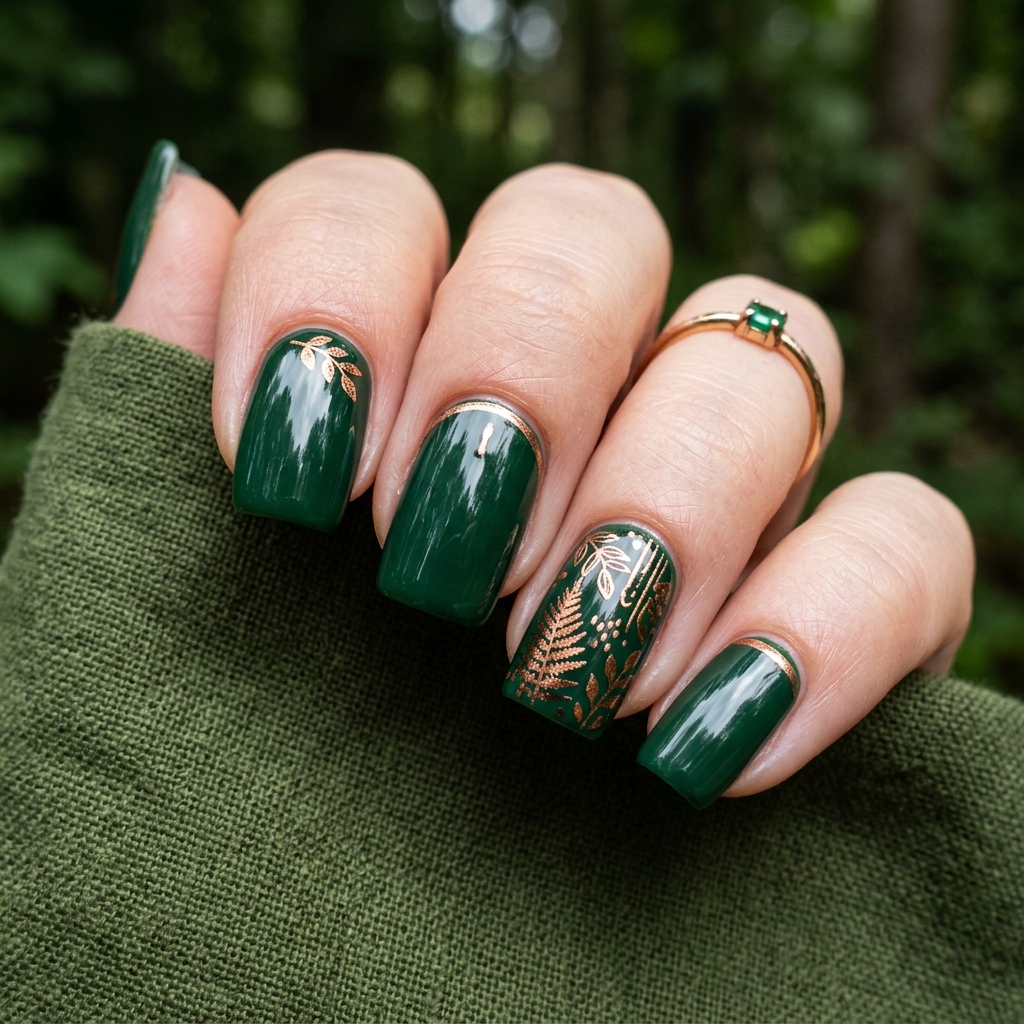 30 November Nails Inspo: Thanksgiving Ready Manicures You'll Love 17 Forest Green November Nails Ideas