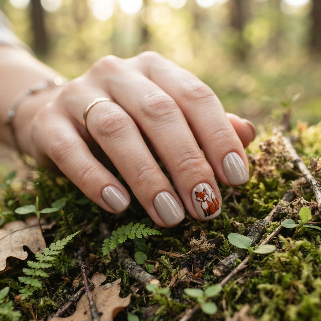 30 Cute Fall Nails Ideas for a Stylish Autumn Look 22 Woodland Creature Nail Ideas