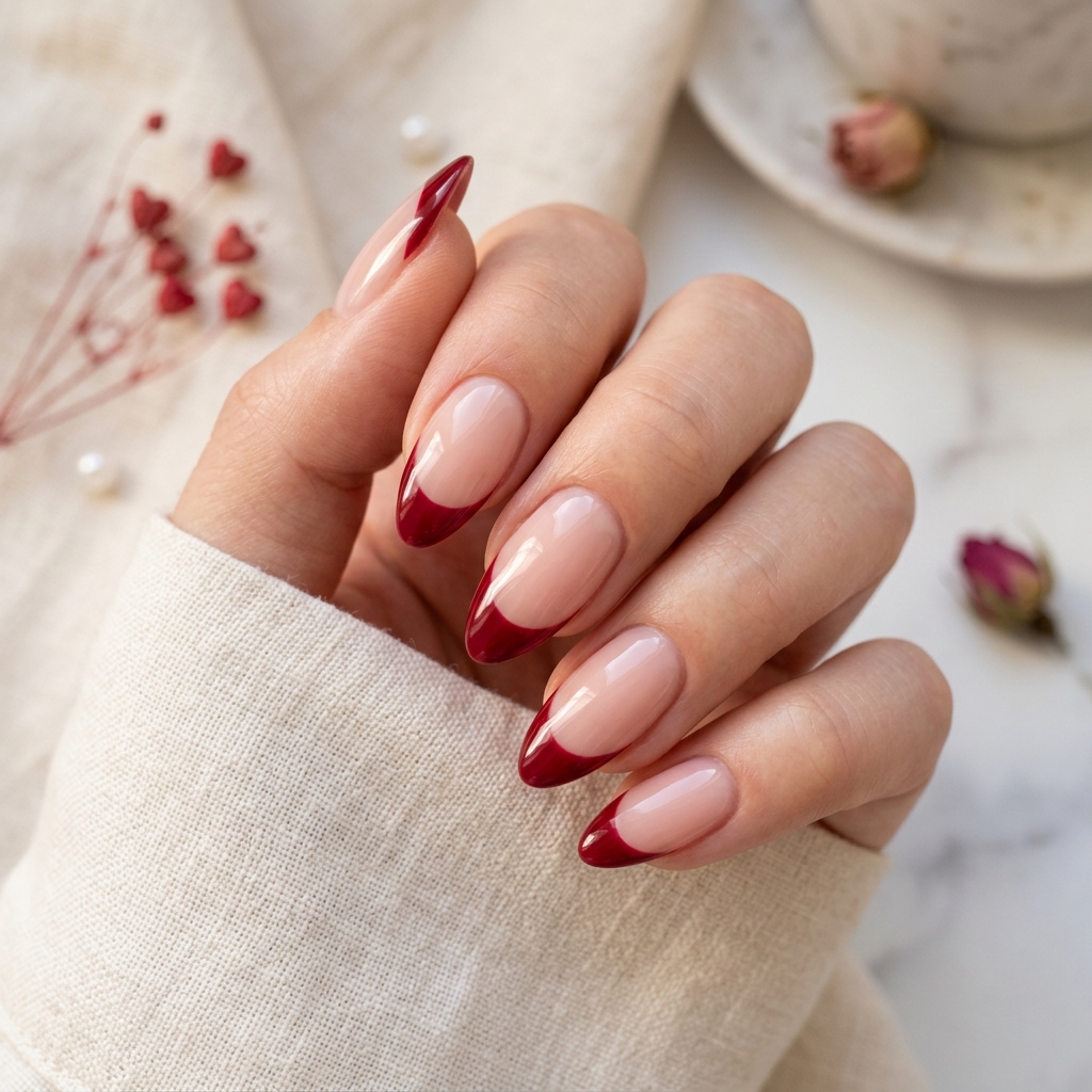 30 Valentines Nails Ideas to Fall in Love With 4 French Tip Valentine Nail Ideas