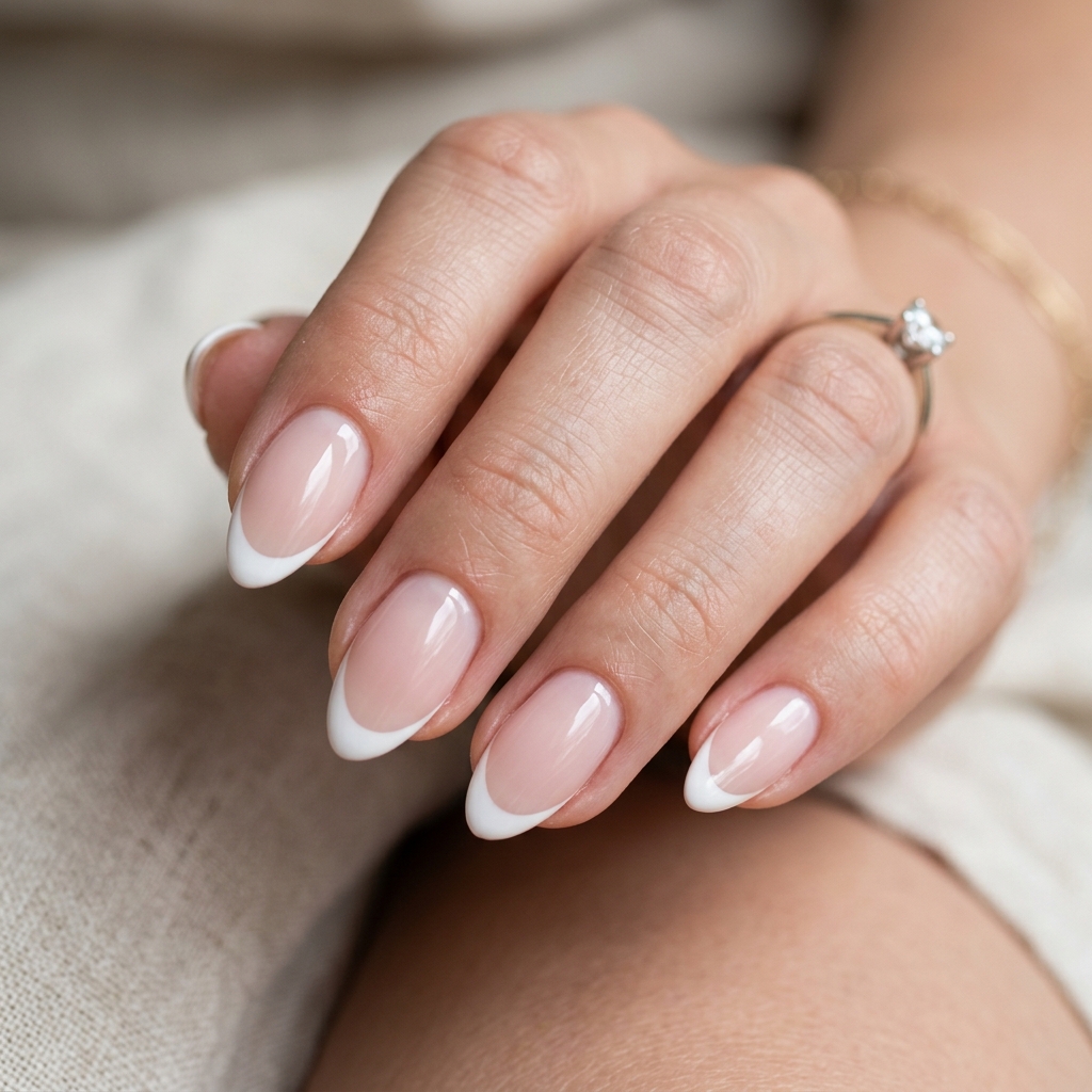 Short Almond Nails Ideas: 30 Elegant Ways to Style a Practical Shape 4 French Tip Short Almond Nail Idea