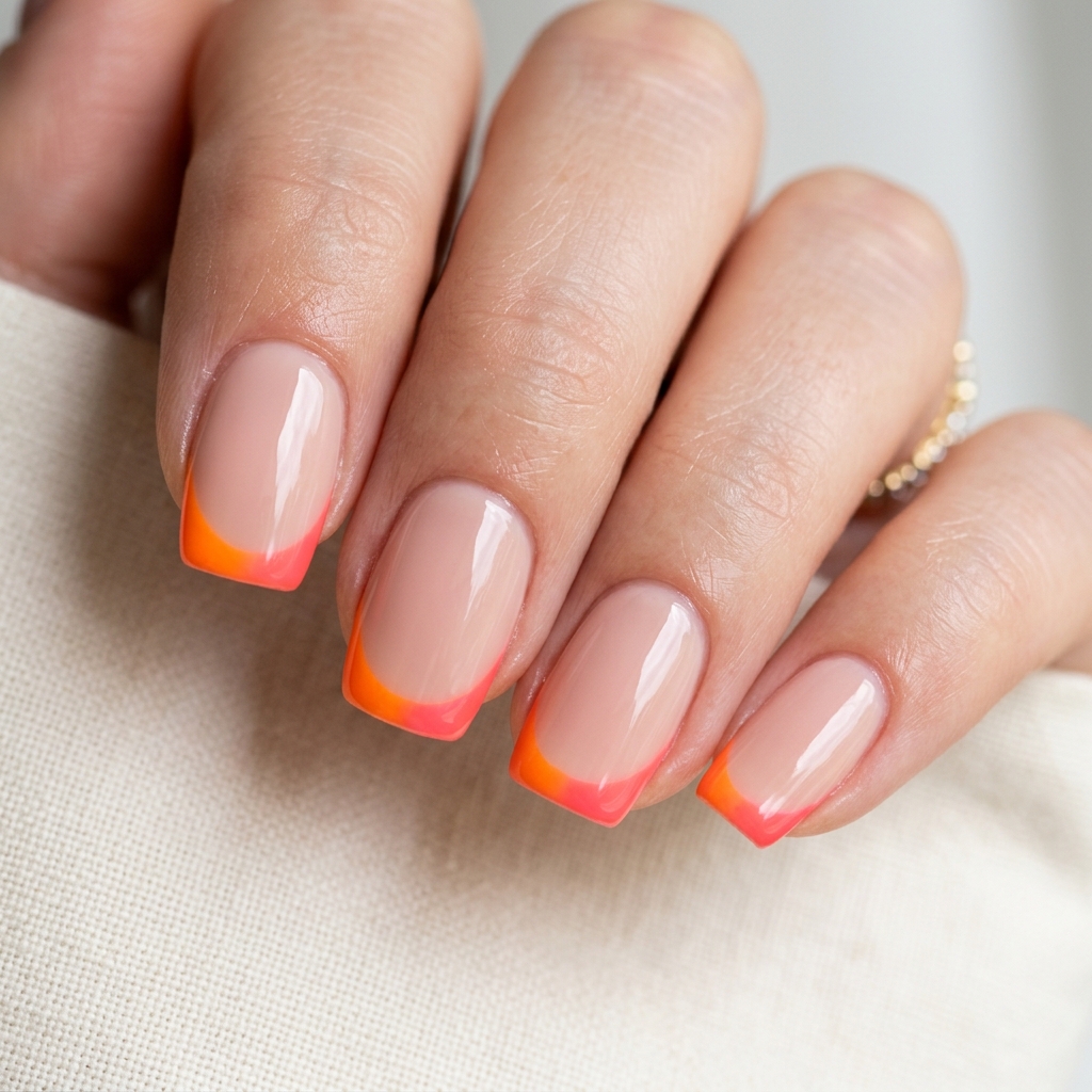 30 Pink and Orange Nails Ideas 9 French Tip Pink and Orange Nails Ideas