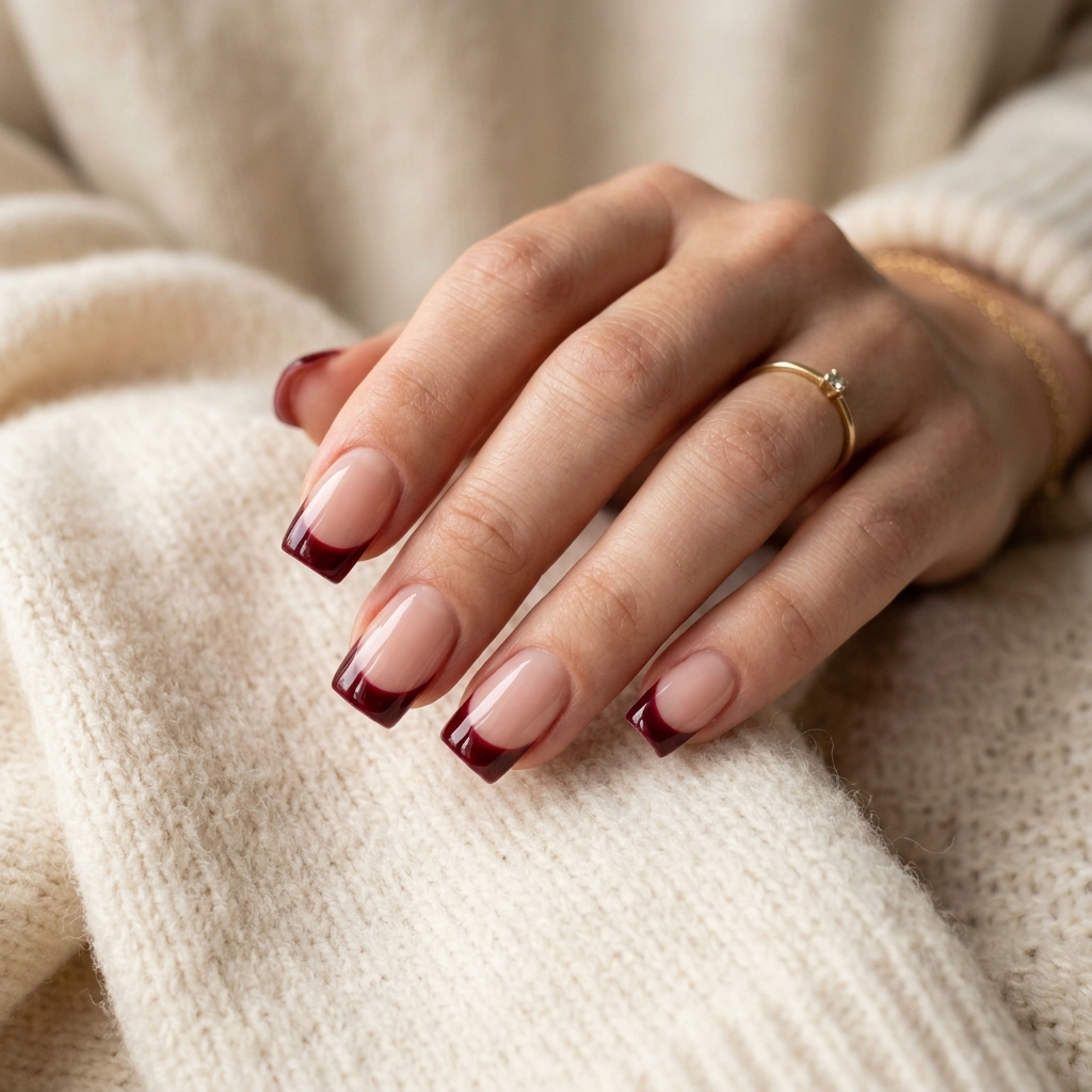 French Tip Winter Nail Idea