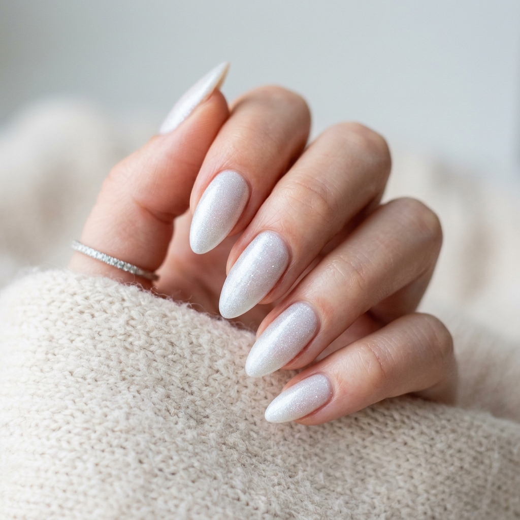 White Almond Nails Ideas: 30 Creative Looks to Inspire Your Next Manicure 21 Frosted White Almond Nail