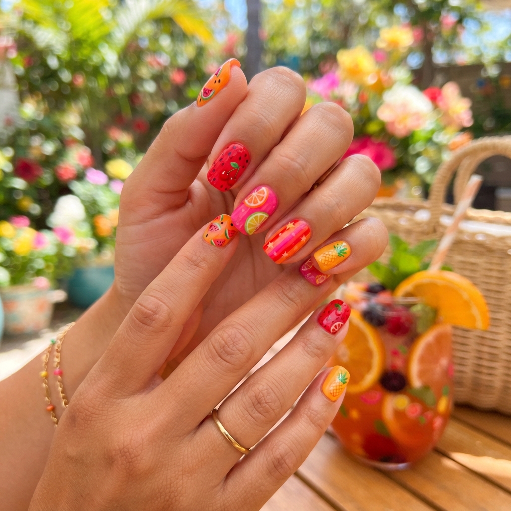 30 short Summer Nails 2025 ideas You'll Want to save Now 27 Fruit Punch Nail Ideas