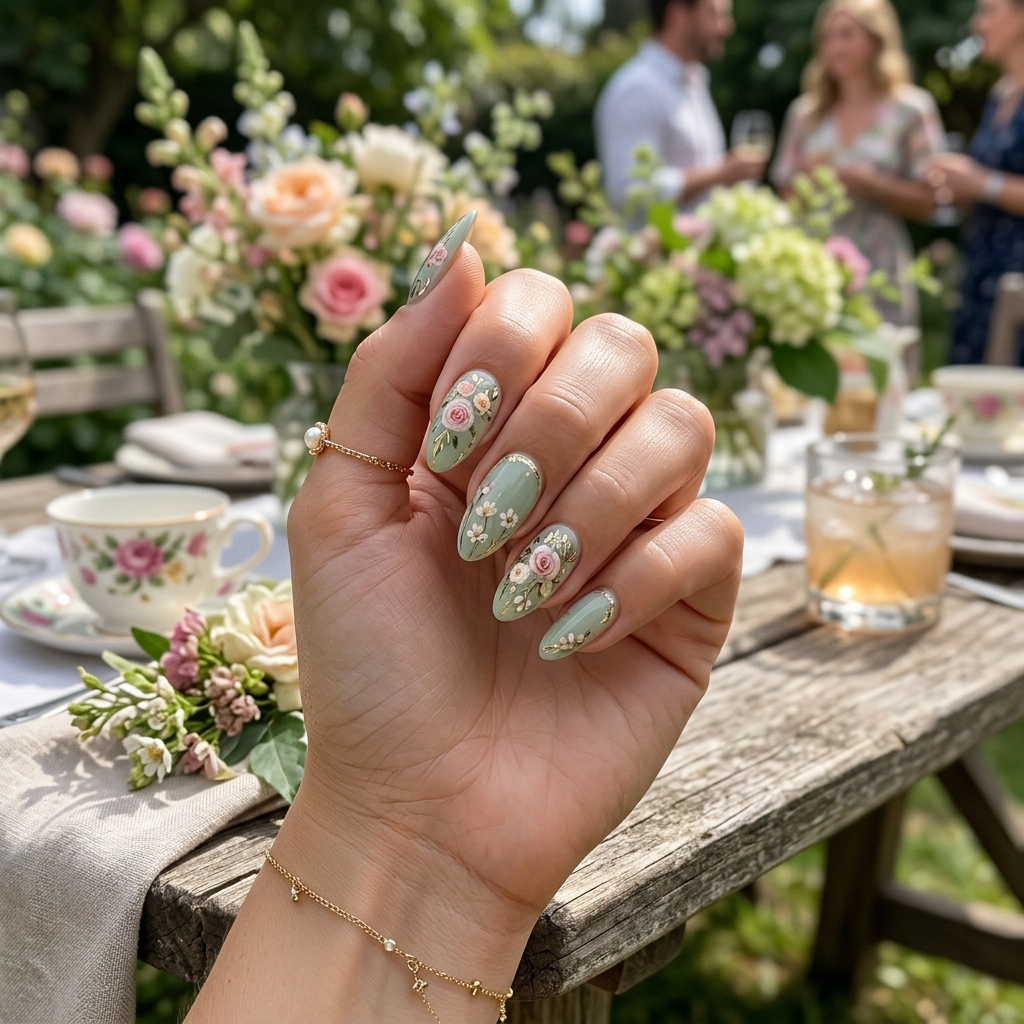 30 April Nails Ideas to Brighten Up Your Spring Look 10 Garden Party April Nails Idea
