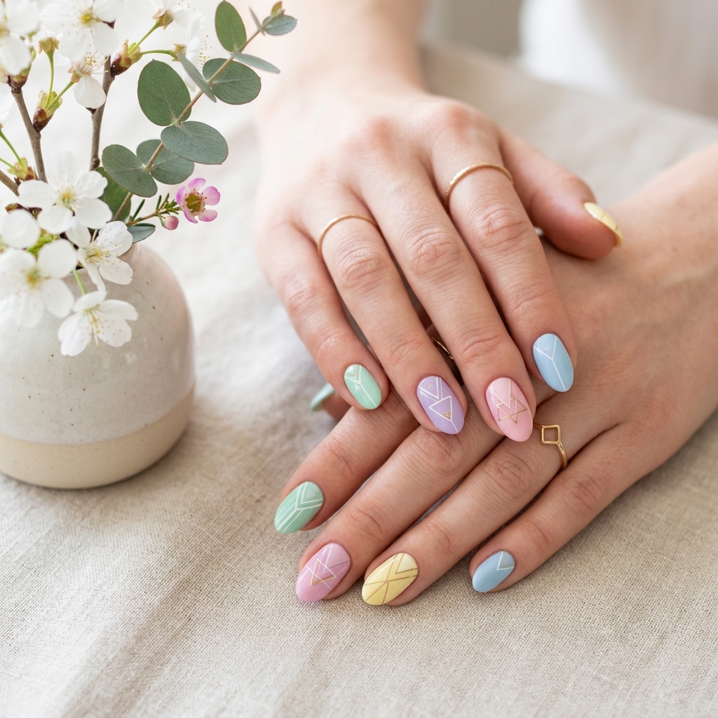 30 April Nails Ideas to Brighten Up Your Spring Look 30 Geometric Spring Nail Ideas