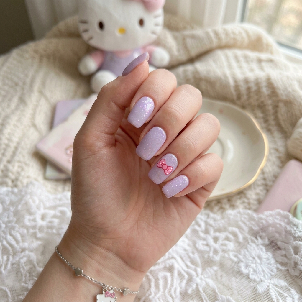 30 Hello Kitty Nails Ideas to Spark Your Next Manicure 26 Soft Girl Hello Kitty Nails Idea