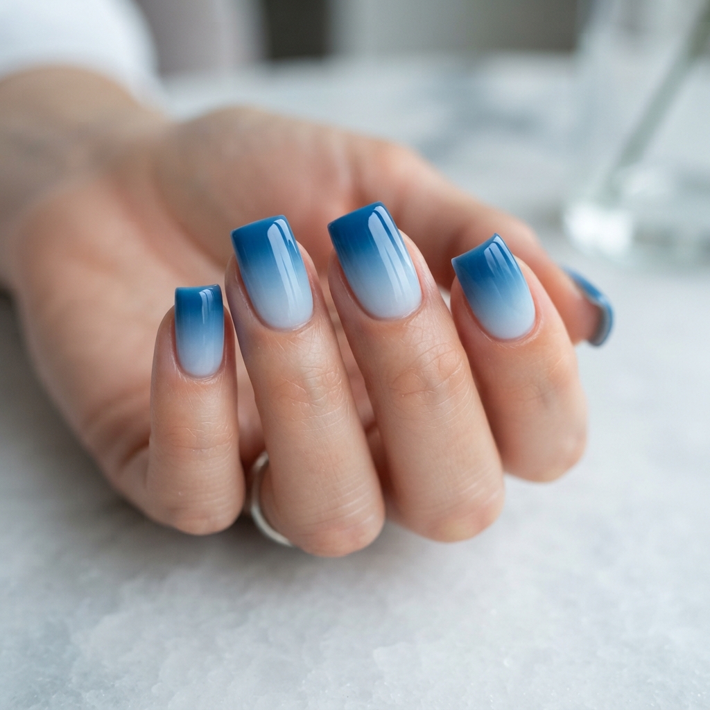 30 Winter Wonderland Nails Ideas You'll Want to Save 26 Glacier Blue Ombre Nail Ideas