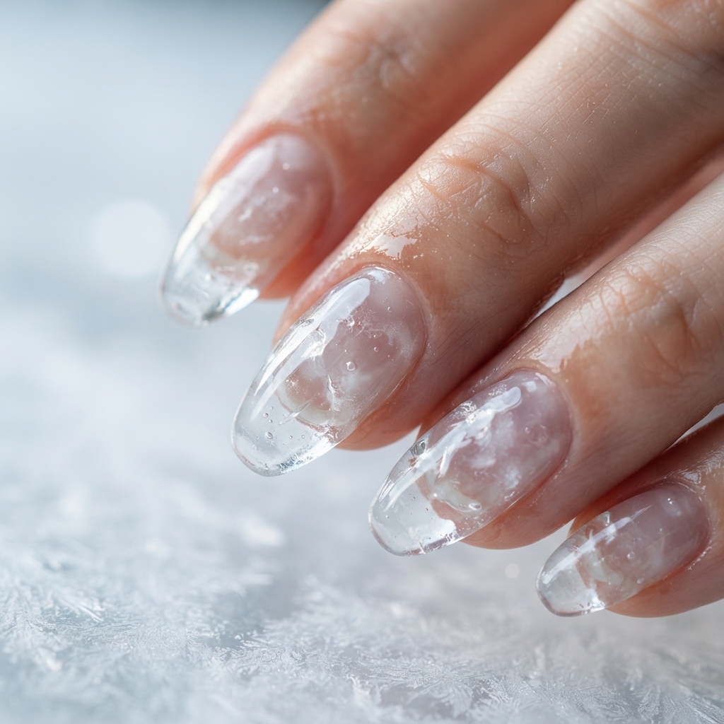 Glass Nail Icy Finish Idea