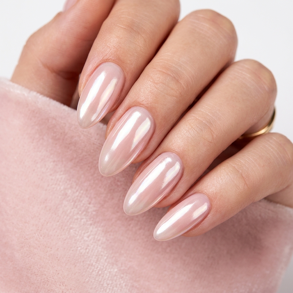 Glazed Donut Milky Pink Almond Nails Ideas