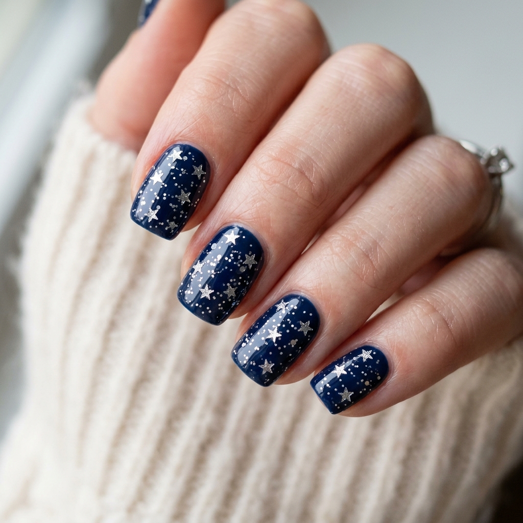 Glitter Star 4th of July Nails