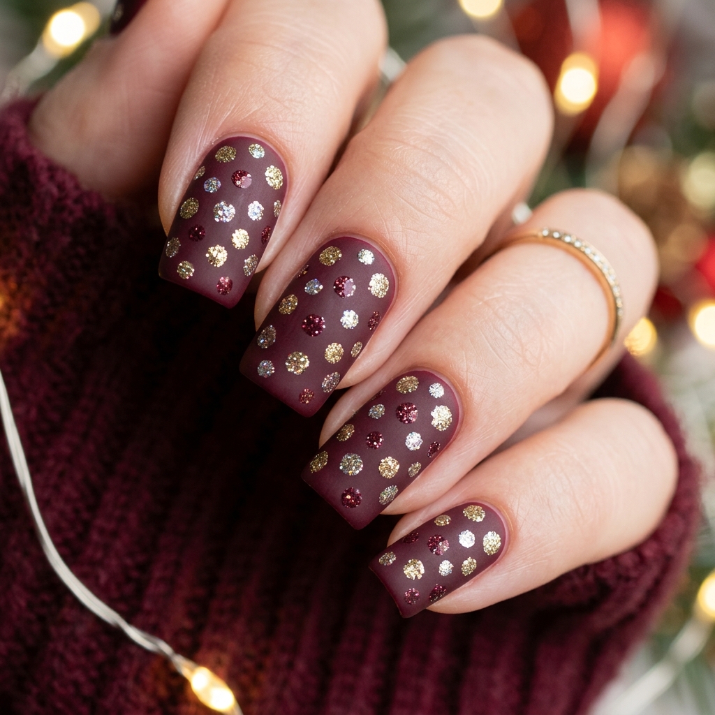Glitter Polka Dot Nail Idea