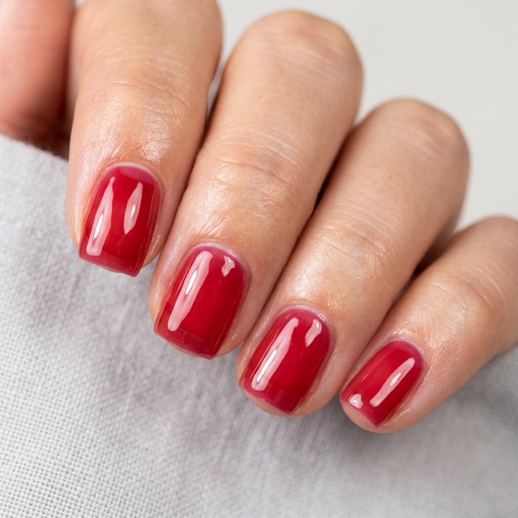 30 Valentines Nails Ideas to Fall in Love With 13 Glossy Red Jelly Nail Ideas