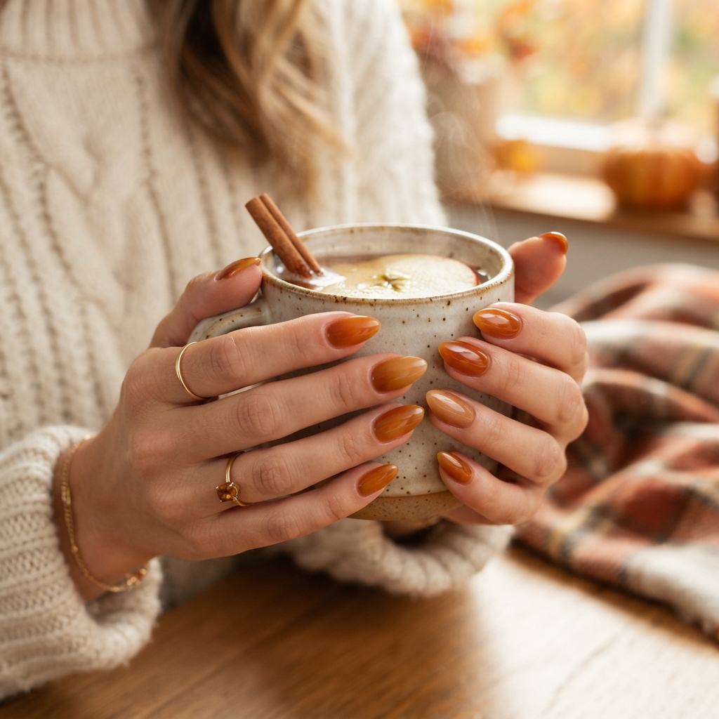 30 Cute Fall Nails Ideas for a Stylish Autumn Look 21 Apple Cider Cute Fall Nails Ideas