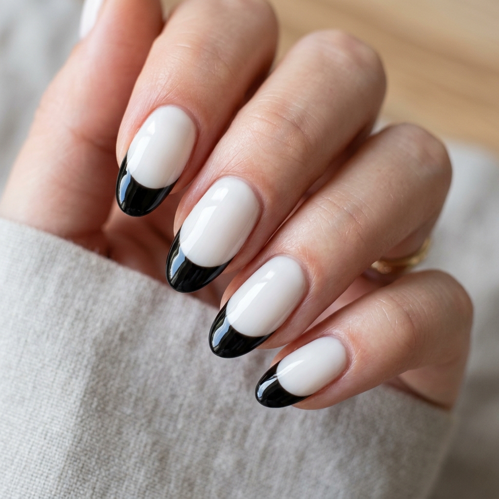 30 Black French Tip Nails 2026: The Coolest Way to Wear French Tips 9 Glossy Black French Tip Nails Ideas
