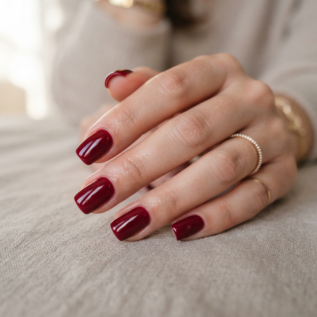 December Nails: 30 Creative Ideas to Try This Holiday Season 25 Glossy Deep Red Nail Ideas