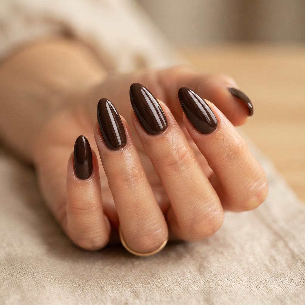 30 Cute Fall Nails Ideas for a Stylish Autumn Look 24 Espresso Brown Cute Fall Nails Ideas