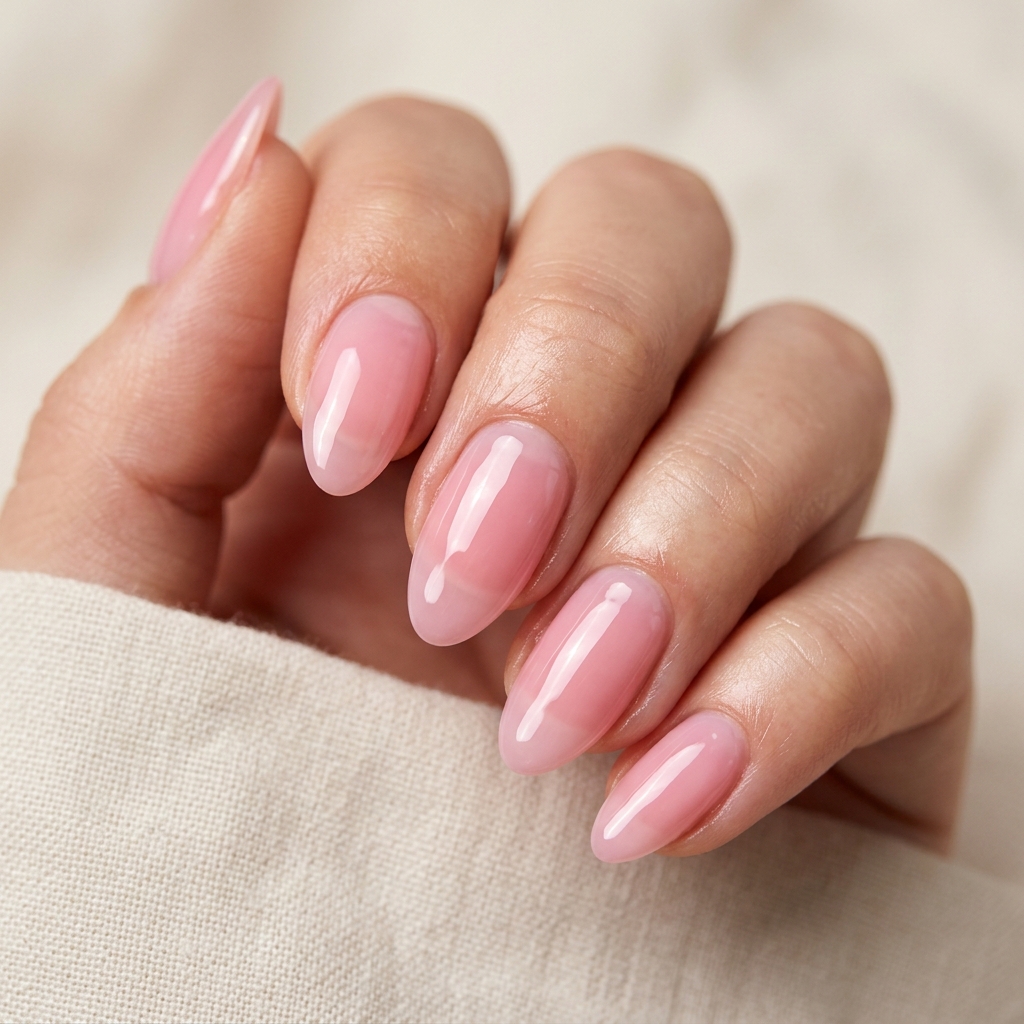 30 Light Pink Jelly Nails Ideas You'll Want to Save Now 3 Glossy Light Pink Jelly Nail Ideas